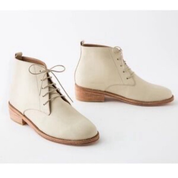 Fortress of Inca Cream Beige Leather Wood Ankle Lace Up Boots Size EU 40/US 9 - Picture 1 of 7